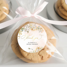 エレガントなフラッシュピンクの花のブライダルシャワーのお礼 ラウンドシール