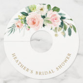 エレガントなフラッシュ フラワーブライダルシャワー ワイングラスタグ (正面)