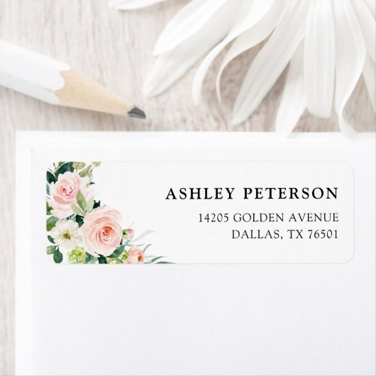エレガントなフラッシュ フローラル 返信住所ラベル ラベル (インサイチュ)
