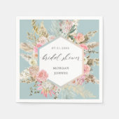エレガントなフラッシュ ボヘミアンフラワーの ブライダルシャワーナプキン スタンダードカクテルナプキン (正面)