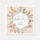 エレガントなフラッシュ ボヘミアンフラワーの ブライダルシャワー スタンダードカクテルナプキン (正面)