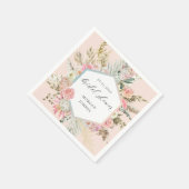 エレガントなフラッシュ ボヘミアンフラワーの ブライダルシャワー スタンダードカクテルナプキン (角)