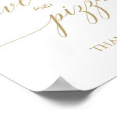 エレガントなフラットゴールドカリグラフィーラブアンドピザサイン ポスター (角)