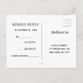 エレガントなフラットモダン ボタニカルグリーン RSVP インビテーションポストカード (裏面)