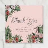 エレガントなフラミンゴ & ハイビスカス シャワー サンクス タグ (正面)