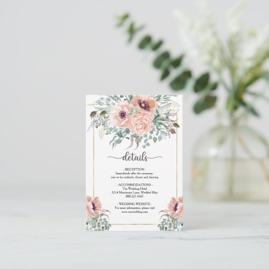 エレガントなフラワーの結婚式の付属カード エンクロージャーカード (スタンド正面)