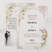 エレガントなフラワーの結婚式招待状カード 招待状 (正面/裏面)