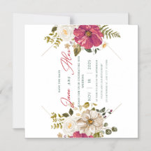 🌸 エレガントなフラワーの結婚式招待状 🌸