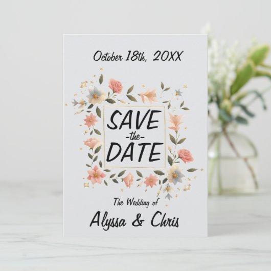 エレガントなフラワースクエア セーブザデート (スタンド正面)