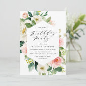 エレガントなフラワーフレーム誕生日パーティー 招待状 (スタンド正面)