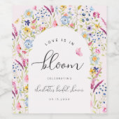 エレガントなフラワーブライダルシャワー ワインラベル (シングルラベル)