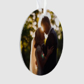 エレガントなフラワーブーケ 新婚夫婦の結婚式の写真 オーナメント (正面)