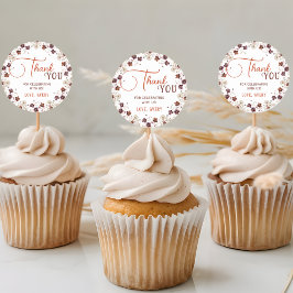 エレガントなフラワーベイビーシャワーのお礼メッセージ ラウンドシール