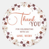 エレガントなフラワーベビーシャワーのお礼メッセージ ラウンドシール (正面)