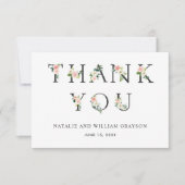 エレガントなフラワーレター サンクスカード（ピンク） サンキューカード (正面)