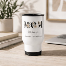 エレガントなフラワー柄の名入れママ用トラベルコーヒーマグ