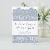 エレガントなフランスのな青の中世宴会の饗宴 出欠カード (スタンド正面)