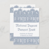 エレガントなフランスのな青の中世宴会の饗宴 出欠カード (正面/裏面)