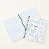 エレガントなフランスのヴィンテージ ブルーフラワーバードパターン ノートブック (内部)