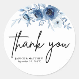 エレガントなフランスのヴィンテージ ブルー フラワーズ ウェディング ラウンドシール