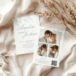 エレガントなフランスの花々を写したフォトコラージュ　ＱＲコード付き 招待状