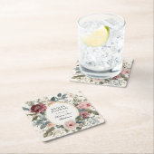 エレガントなフランスの花のブライダルシャワーティーゴールド スクエアペーパーコースター (インサイチュ)