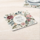 エレガントなフランスの花のブライダルシャワーティーゴールド スクエアペーパーコースター (アングル)