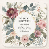 エレガントなフランスの花のブライダルシャワーティーゴールド スクエアペーパーコースター (正面)