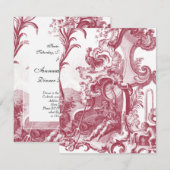 エレガントなフランスカントリーアンティークレッドトワルドジュー 招待状 (正面/裏面)