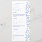 エレガントなフランススタイルのダスティーブルーのヴィンテージ結婚式メニュー メニュー (正面)