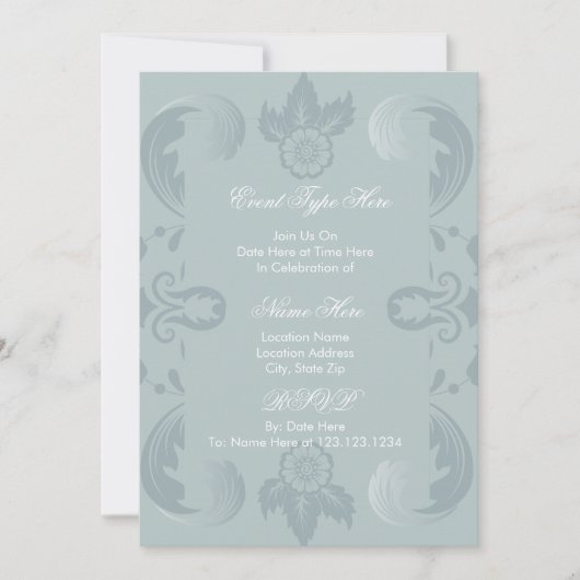 エレガントなフランス製ダマスク招待状 招待状 (正面)