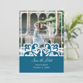 エレガントなフランス風の写真を使った結婚式の招待状（Save the Date） 招待状 (スタンド正面)