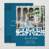 エレガントなフランス風の写真を使った結婚式の招待状（Save the Date） 招待状 (正面/裏面)