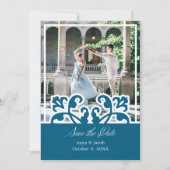 エレガントなフランス風の写真を使った結婚式のSave the Date招待状 招待状 (正面)