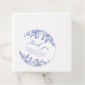 エレガントなフランス風ヴィクトリアン調ブルー花モチーフのウェディング フェイバータグ (インサイチュ)