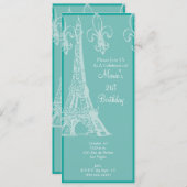 エレガントなフランス風誕生日パーティー 招待状 (正面/裏面)