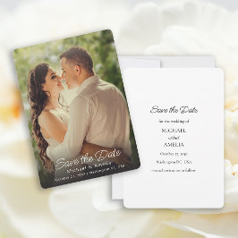 エレガントなフルフォトウェディングの結婚式事前通知カード
