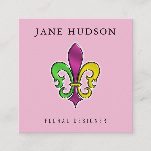 エレガントなフルール・ド・リス デザインのスクエア ビジネス カード (正面)