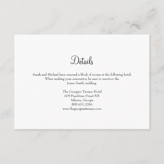 エレガントなフレームの結婚式の明細カード エンクロージャーカード (正面)