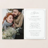 エレガントなフレームの結婚式招待状(ポートレート) 箔カード (内部)