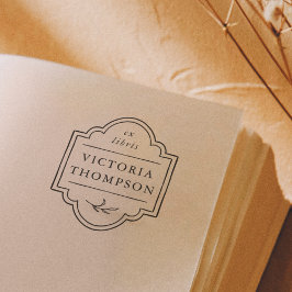 エレガントなフレームの繊細な葉のブックプレート ラバースタンプ