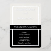 エレガントなフレームの象牙色とブラックのデザイン シルバー 箔招待状 (正面)