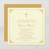 エレガントなフレーム 洗礼/命名/初聖体招待状 招待状 (正面/裏面)