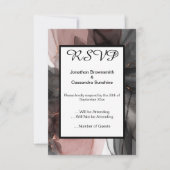 エレガントなフローティング ブラック ピンク RSVP 招待状 (正面)