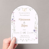 エレガントなフローラルアクリル結婚式招待状(編集可能) アクリル招待状 (インサイチュ (ポータブル))