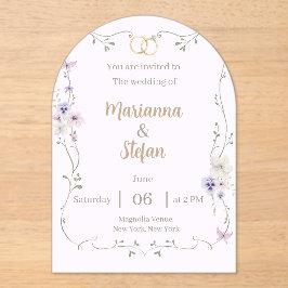 エレガントなフローラルアクリル結婚式招待状（編集可能） アクリル招待状