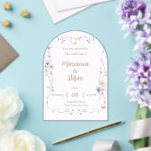 エレガントなフローラルアクリル結婚式招待状(編集可能) アクリル招待状 (インサイチュ (ウェディング))
