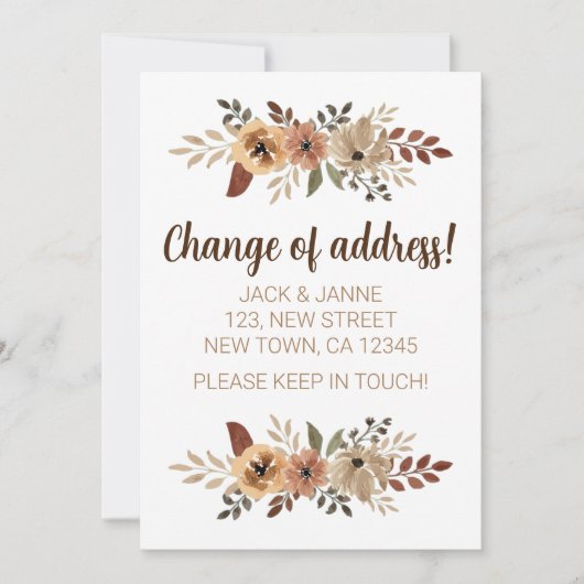 エレガントなフローラ 引っ越しのお知らせカード 案内状 (正面)
