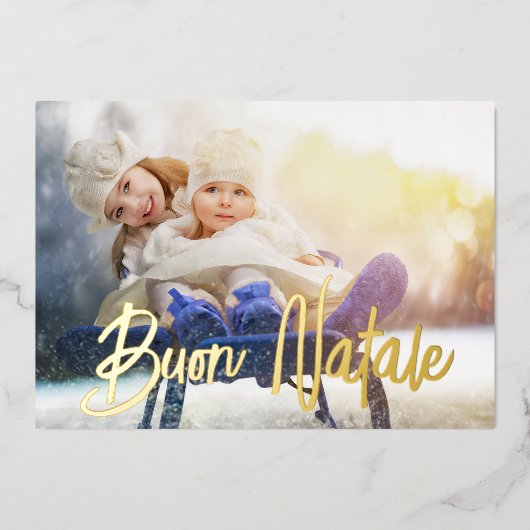 エレガントなブオナターレの写真 ゴールド 箔シーズンカード (正面)