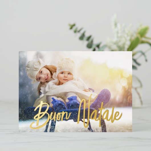 エレガントなブオナターレの写真　ゴールド 箔シーズンカード (立ち正面)